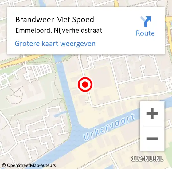 Locatie op kaart van de 112 melding: Brandweer Met Spoed Naar Emmeloord, Nijverheidstraat op 18 februari 2021 19:12