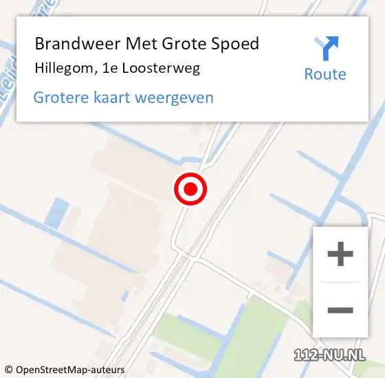 Locatie op kaart van de 112 melding: Brandweer Met Grote Spoed Naar Hillegom, 1e Loosterweg op 3 oktober 2013 19:56