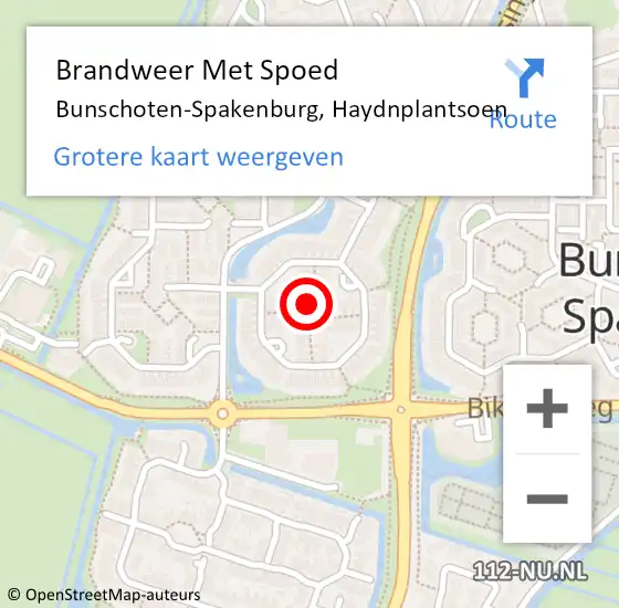 Locatie op kaart van de 112 melding: Brandweer Met Spoed Naar Bunschoten-Spakenburg, Haydnplantsoen op 18 februari 2021 21:40