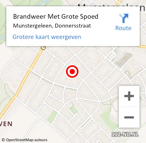 Locatie op kaart van de 112 melding: Brandweer Met Grote Spoed Naar Munstergeleen, Donnersstraat op 18 februari 2021 23:17