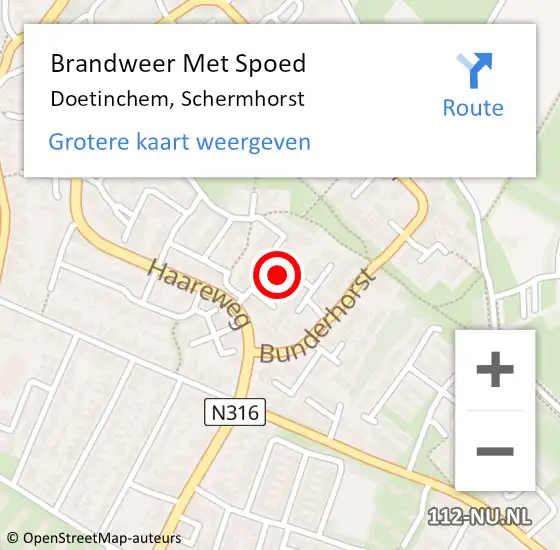 Locatie op kaart van de 112 melding: Brandweer Met Spoed Naar Doetinchem, Schermhorst op 19 februari 2021 00:15