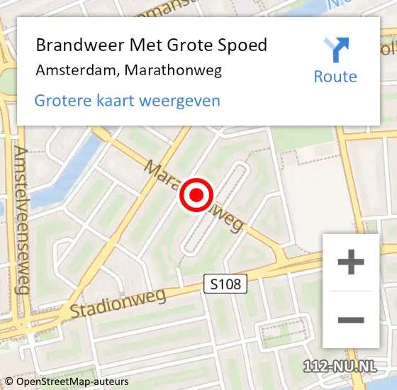 Locatie op kaart van de 112 melding: Brandweer Met Grote Spoed Naar Amsterdam, Marathonweg op 19 februari 2021 02:06