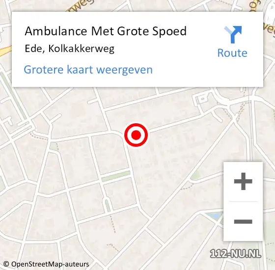 Locatie op kaart van de 112 melding: Ambulance Met Grote Spoed Naar Ede, Kolkakkerweg op 19 februari 2021 07:21