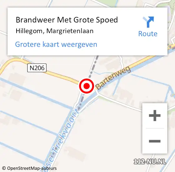 Locatie op kaart van de 112 melding: Brandweer Met Grote Spoed Naar Hillegom, Margrietenlaan op 3 oktober 2013 19:57