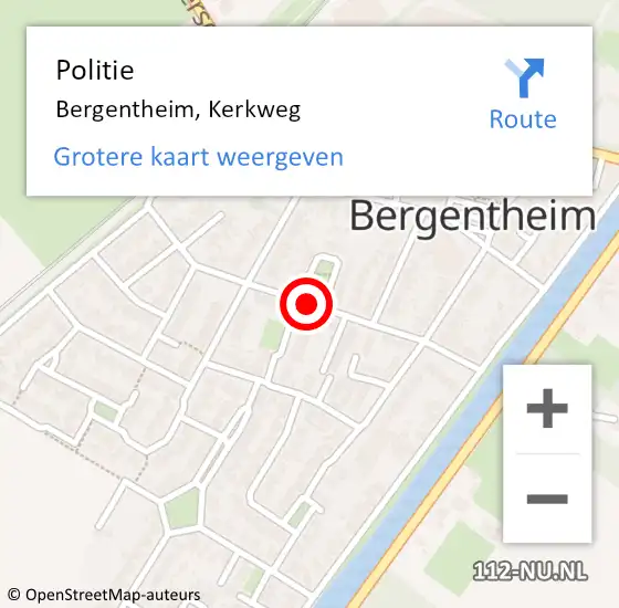 Locatie op kaart van de 112 melding: Politie Bergentheim, Kerkweg op 19 februari 2021 07:42