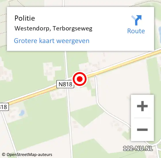 Locatie op kaart van de 112 melding: Politie Westendorp, Terborgseweg op 19 februari 2021 08:42