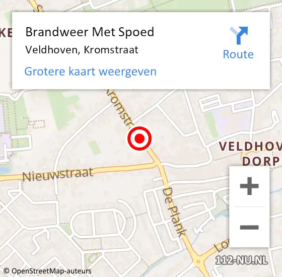 Locatie op kaart van de 112 melding: Brandweer Met Spoed Naar Veldhoven, Kromstraat op 19 februari 2021 09:53