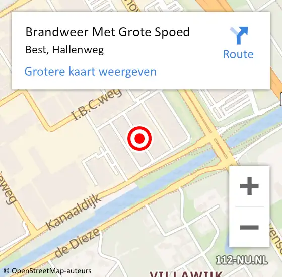 Locatie op kaart van de 112 melding: Brandweer Met Grote Spoed Naar Best, Hallenweg op 19 februari 2021 09:56