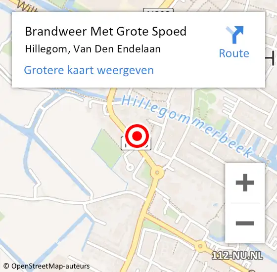 Locatie op kaart van de 112 melding: Brandweer Met Grote Spoed Naar Hillegom, Van Den Endelaan op 2 juni 2014 16:39