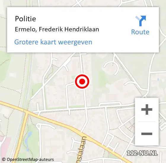 Locatie op kaart van de 112 melding: Politie Ermelo, Frederik Hendriklaan op 19 februari 2021 10:20