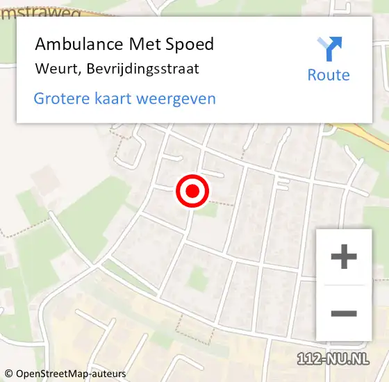 Locatie op kaart van de 112 melding: Ambulance Met Spoed Naar Weurt, Bevrijdingsstraat op 19 februari 2021 10:31