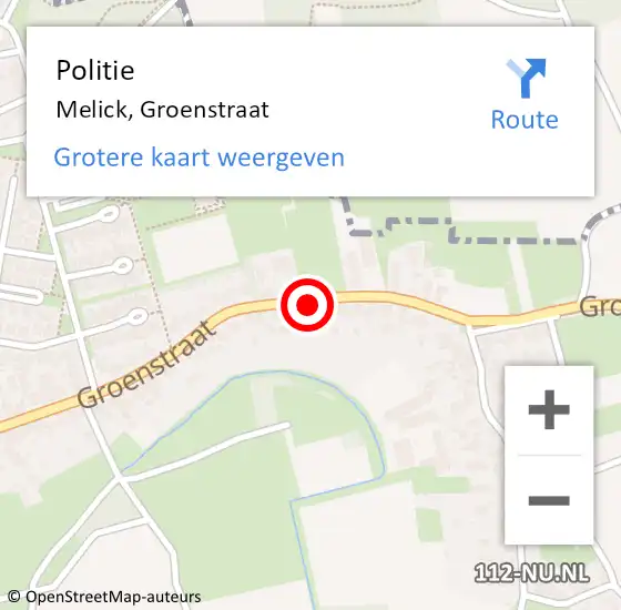Locatie op kaart van de 112 melding: Politie Melick, Groenstraat op 19 februari 2021 12:48