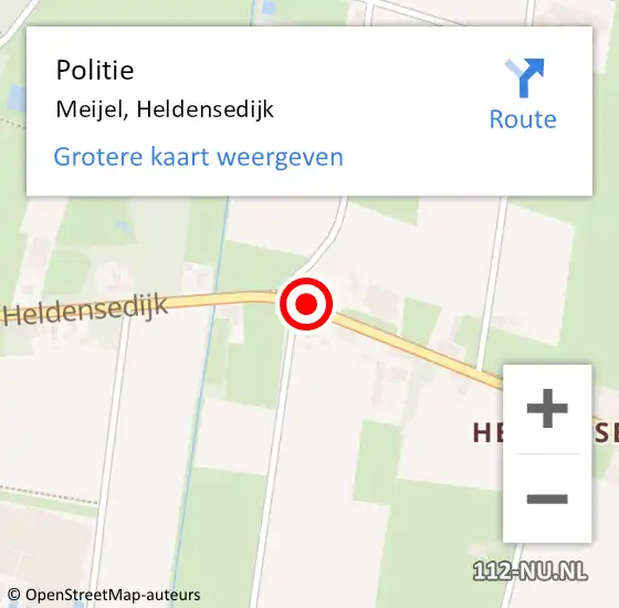 Locatie op kaart van de 112 melding: Politie Meijel, Heldensedijk op 19 februari 2021 13:19