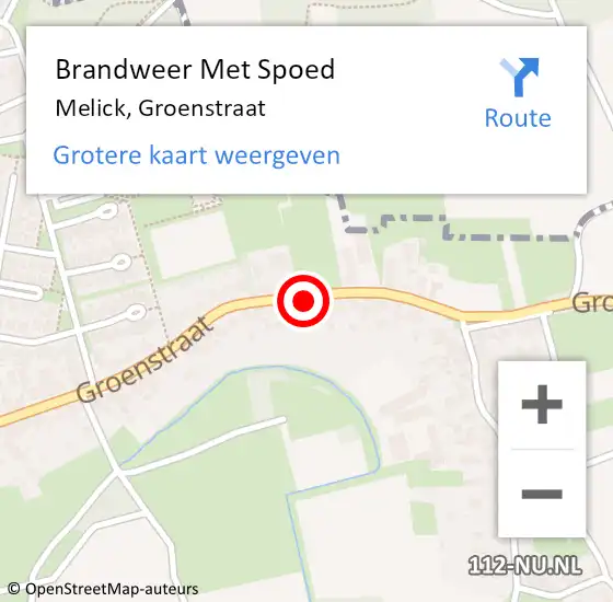 Locatie op kaart van de 112 melding: Brandweer Met Spoed Naar Melick, Groenstraat op 19 februari 2021 13:33