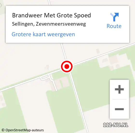 Locatie op kaart van de 112 melding: Brandweer Met Grote Spoed Naar Sellingen, Zevenmeersveenweg op 19 februari 2021 14:35