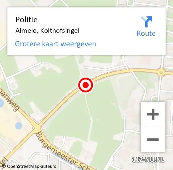 Locatie op kaart van de 112 melding: Politie Almelo, Kolthofsingel op 19 februari 2021 14:38