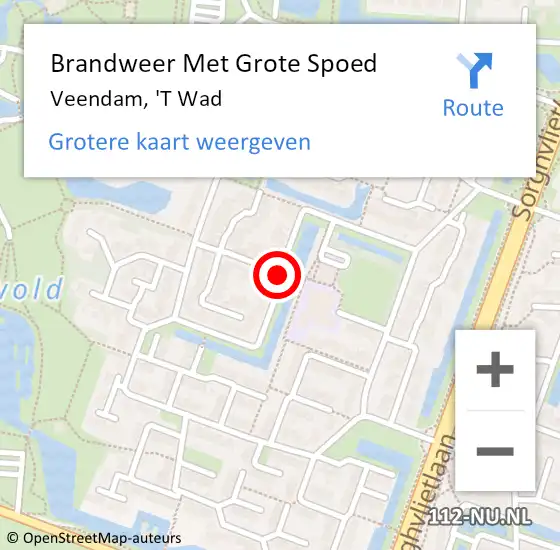 Locatie op kaart van de 112 melding: Brandweer Met Grote Spoed Naar Veendam, 'T Wad op 2 juni 2014 17:26