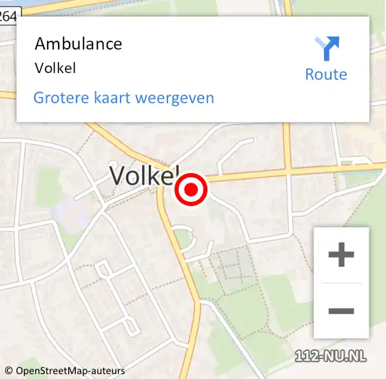 Locatie op kaart van de 112 melding: Ambulance Volkel op 19 februari 2021 17:34