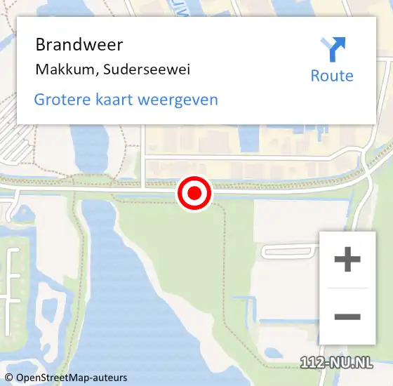 Locatie op kaart van de 112 melding: Brandweer Makkum, Suderseewei op 19 februari 2021 18:21