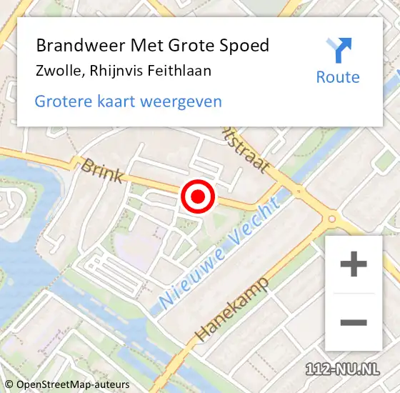 Locatie op kaart van de 112 melding: Brandweer Met Grote Spoed Naar Zwolle, Rhijnvis Feithlaan op 19 februari 2021 18:21