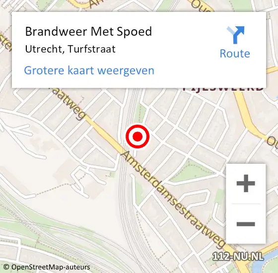 Locatie op kaart van de 112 melding: Brandweer Met Spoed Naar Utrecht, Turfstraat op 19 februari 2021 18:48