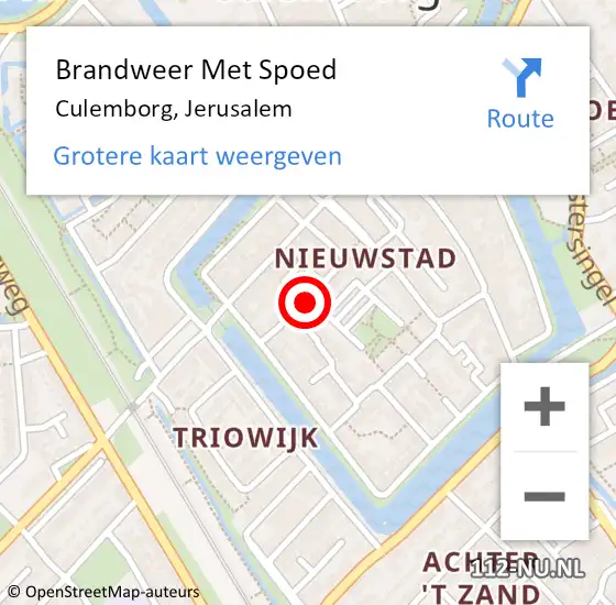 Locatie op kaart van de 112 melding: Brandweer Met Spoed Naar Culemborg, Jerusalem op 19 februari 2021 19:16