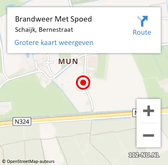 Locatie op kaart van de 112 melding: Brandweer Met Spoed Naar Schaijk, Bernestraat op 19 februari 2021 19:19