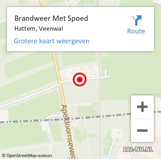 Locatie op kaart van de 112 melding: Brandweer Met Spoed Naar Hattem, Veenwal op 19 februari 2021 19:20