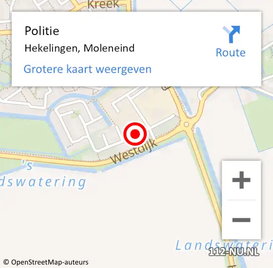 Locatie op kaart van de 112 melding: Politie Hekelingen, Moleneind op 19 februari 2021 19:22