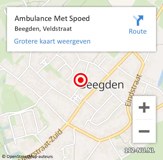 Locatie op kaart van de 112 melding: Ambulance Met Spoed Naar Beegden, Veldstraat op 19 februari 2021 19:51