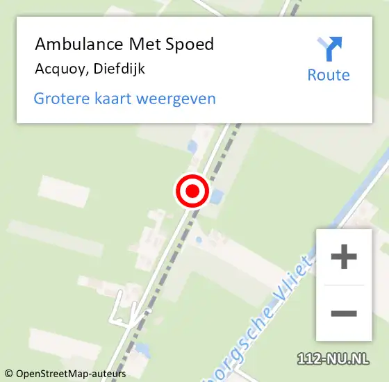 Locatie op kaart van de 112 melding: Ambulance Met Spoed Naar Acquoy, Diefdijk op 19 februari 2021 20:24