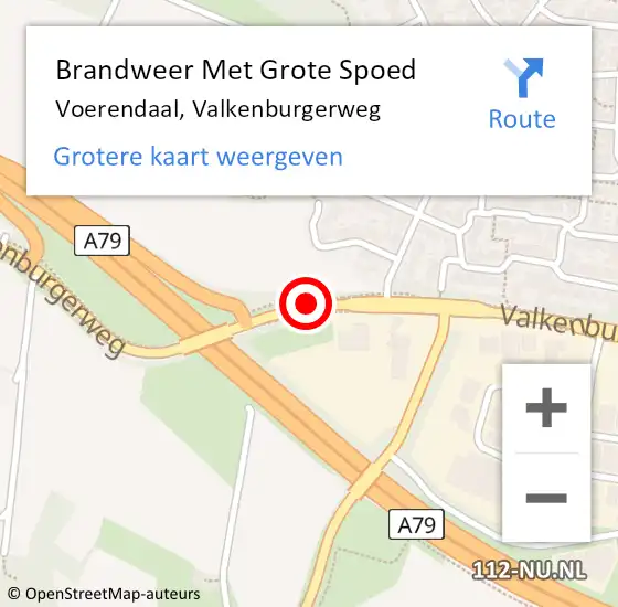 Locatie op kaart van de 112 melding: Brandweer Met Grote Spoed Naar Voerendaal, Valkenburgerweg op 19 februari 2021 20:27