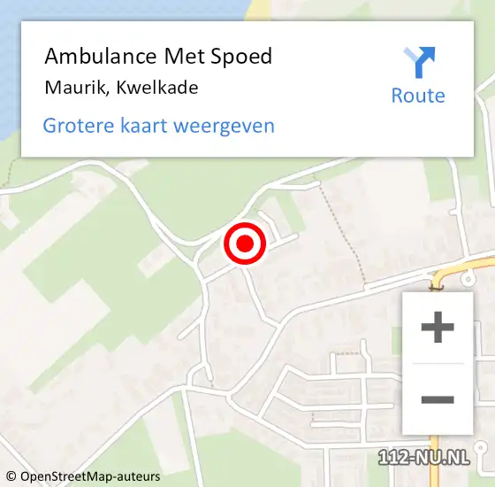 Locatie op kaart van de 112 melding: Ambulance Met Spoed Naar Maurik, Kwelkade op 19 februari 2021 21:04