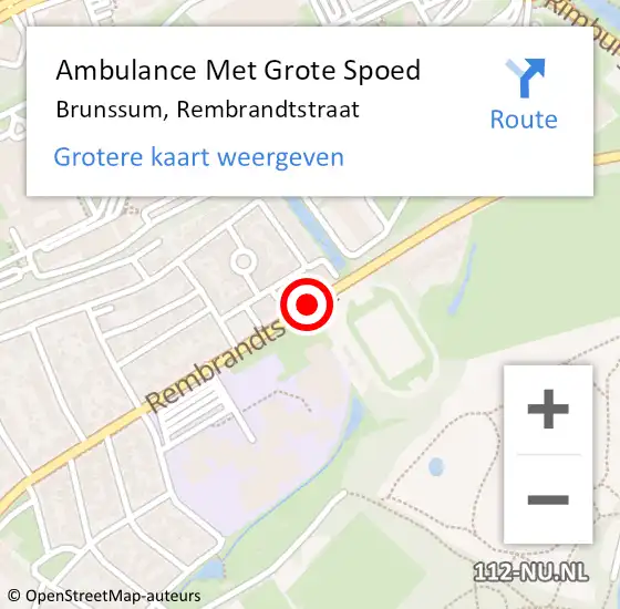 Locatie op kaart van de 112 melding: Ambulance Met Grote Spoed Naar Brunssum, Rembrandtstraat op 19 februari 2021 21:31