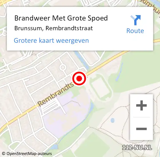 Locatie op kaart van de 112 melding: Brandweer Met Grote Spoed Naar Brunssum, Rembrandtstraat op 19 februari 2021 21:44