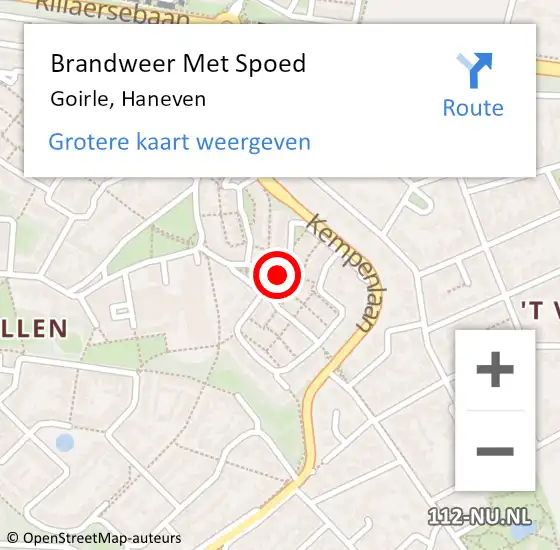 Locatie op kaart van de 112 melding: Brandweer Met Spoed Naar Goirle, Haneven op 19 februari 2021 21:59