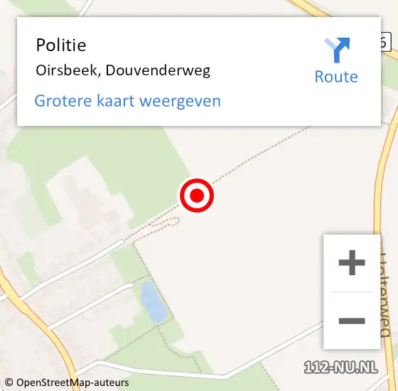 Locatie op kaart van de 112 melding: Politie Oirsbeek, Douvenderweg op 19 februari 2021 22:12