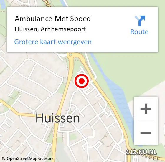 Locatie op kaart van de 112 melding: Ambulance Met Spoed Naar Huissen, Arnhemsepoort op 19 februari 2021 22:23