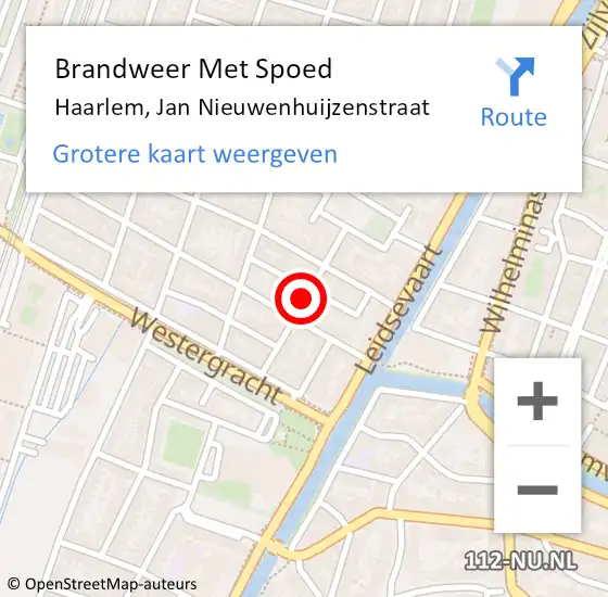 Locatie op kaart van de 112 melding: Brandweer Met Spoed Naar Haarlem, Jan Nieuwenhuijzenstraat op 19 februari 2021 22:57