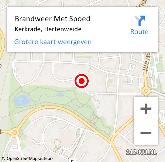 Locatie op kaart van de 112 melding: Brandweer Met Spoed Naar Kerkrade, Hertenweide op 20 februari 2021 03:38