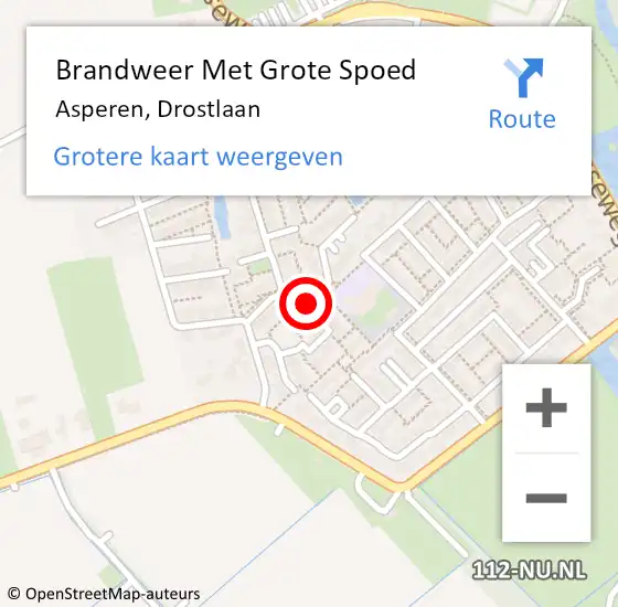 Locatie op kaart van de 112 melding: Brandweer Met Grote Spoed Naar Asperen, Drostlaan op 20 februari 2021 05:22