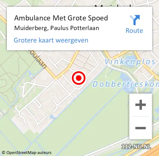 Locatie op kaart van de 112 melding: Ambulance Met Grote Spoed Naar Muiderberg, Paulus Potterlaan op 2 juni 2014 17:52