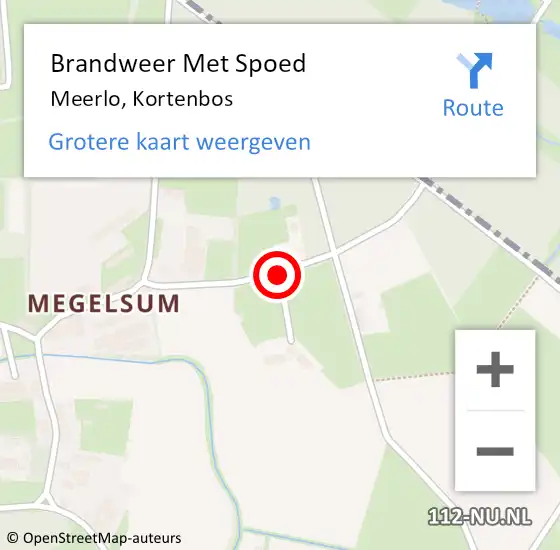 Locatie op kaart van de 112 melding: Brandweer Met Spoed Naar Meerlo, Kortenbos op 20 februari 2021 06:50