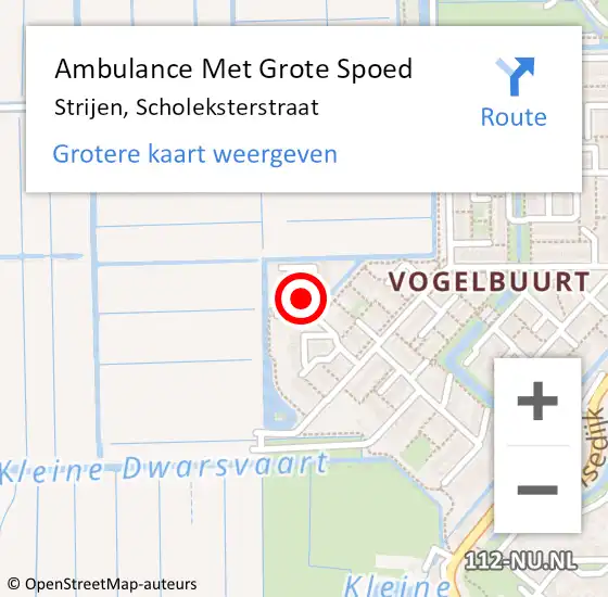 Locatie op kaart van de 112 melding: Ambulance Met Grote Spoed Naar Strijen, Scholeksterstraat op 20 februari 2021 08:28