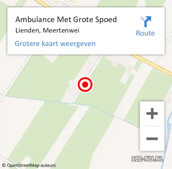 Locatie op kaart van de 112 melding: Ambulance Met Grote Spoed Naar Lienden, Meertenwei op 20 februari 2021 09:23