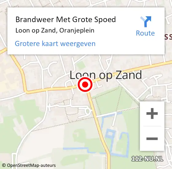 Locatie op kaart van de 112 melding: Brandweer Met Grote Spoed Naar Loon op Zand, Oranjeplein op 20 februari 2021 12:12