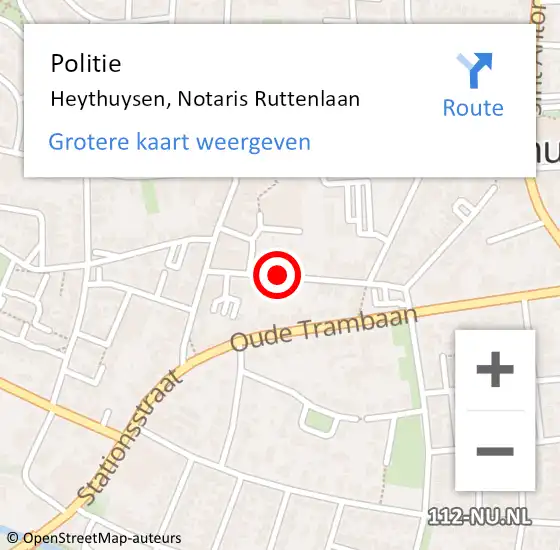 Locatie op kaart van de 112 melding: Politie Heythuysen, Notaris Ruttenlaan op 20 februari 2021 12:20