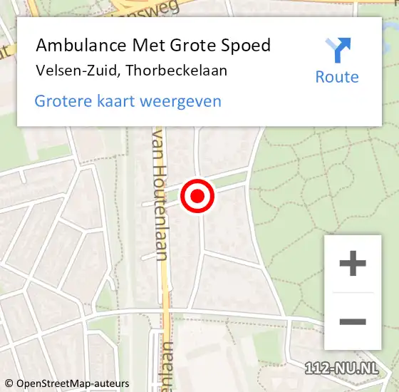 Locatie op kaart van de 112 melding: Ambulance Met Grote Spoed Naar Velsen-Zuid, Thorbeckelaan op 20 februari 2021 13:13