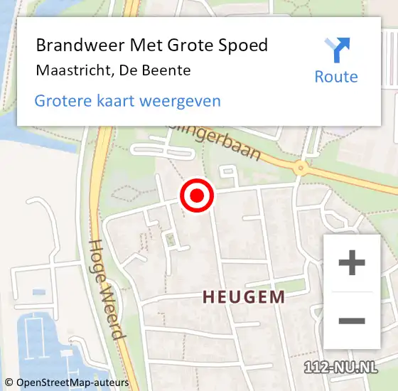 Locatie op kaart van de 112 melding: Brandweer Met Grote Spoed Naar Maastricht, De Beente op 20 februari 2021 13:22