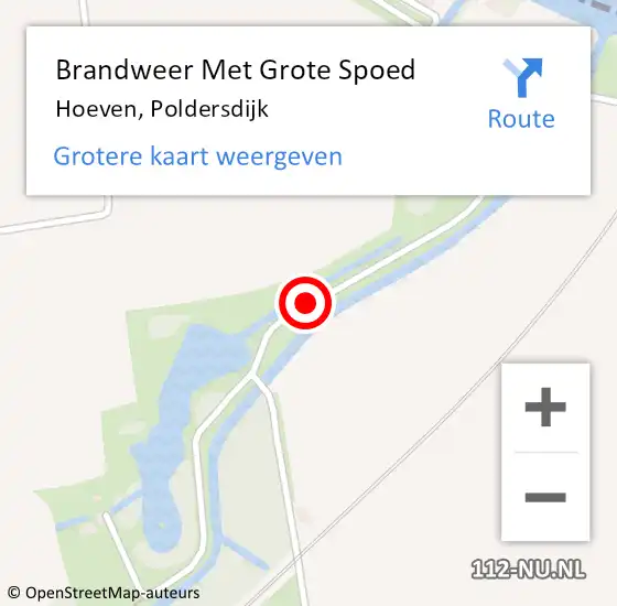 Locatie op kaart van de 112 melding: Brandweer Met Grote Spoed Naar Hoeven, Poldersdijk op 20 februari 2021 13:28